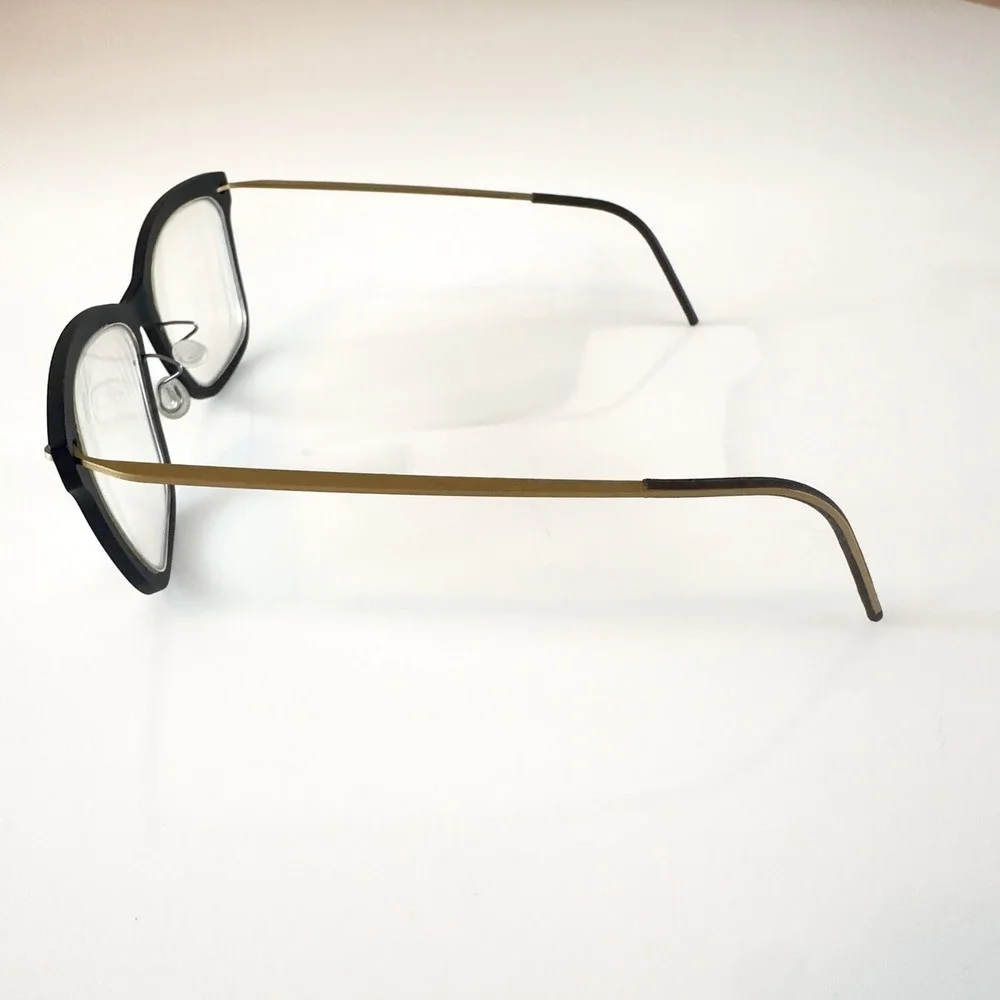Lindberg Now 6527 Eyeglasses Matte Black Gold Titanium Danish Designer Frames